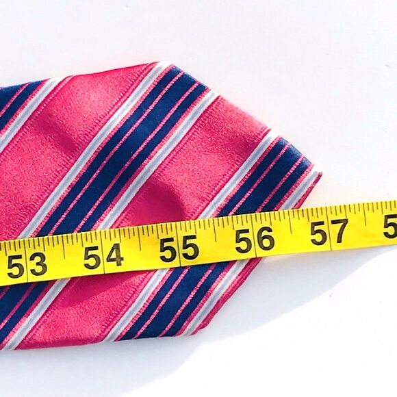 Tommy Hilfiger VTG Tie Repp Weave Y2K Stripe Two Tone Silk Pink Blue Preppy USA - Picture 6 of 10